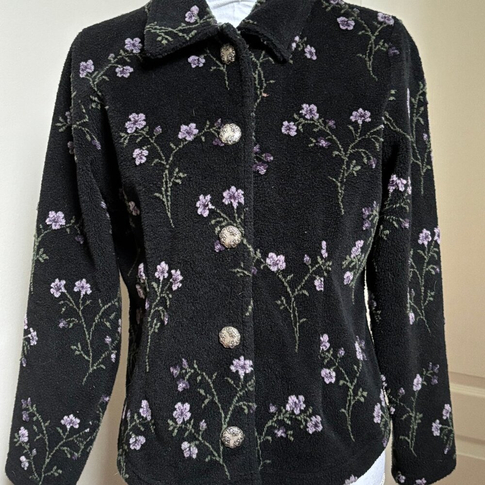 Straight Down Clothing Co. Vintage Casual Jacket Size M Button Down Black Purple